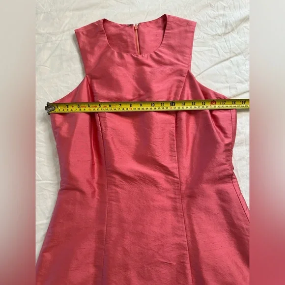 Elda De La Rosa Haute Couture Pink Shantung Silk Sleeveless A-Line Midi Dress L - Picture 9 of 11